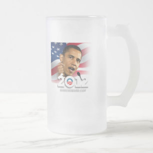 Obama 2012 frosted glass beer mug