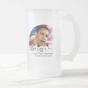 Obama 2012 frosted glass beer mug