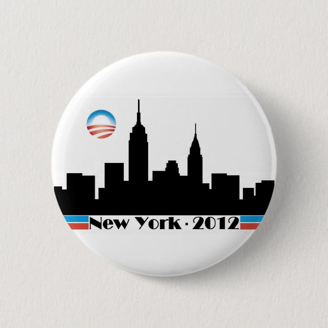 Obama 2012 New York City Skyline 6 Cm Round Badge (Front)