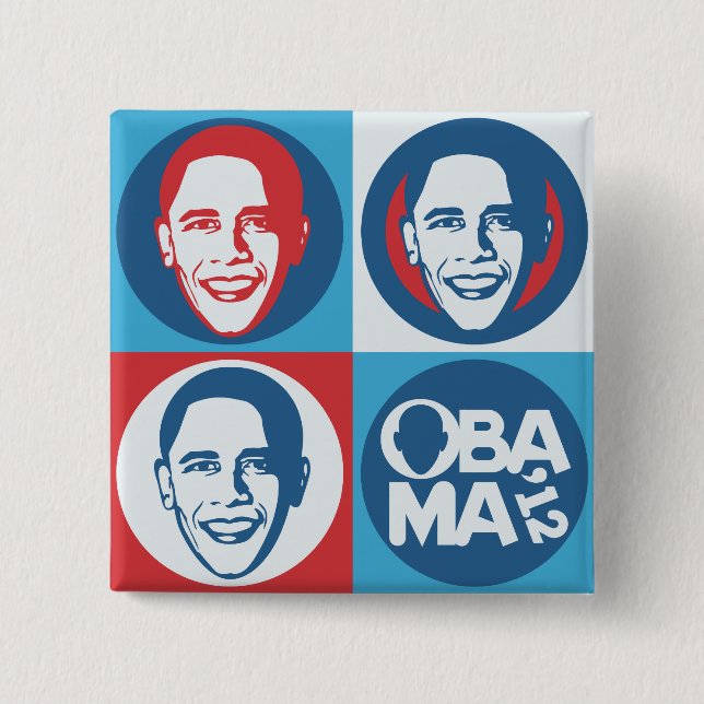 Obama 2012 Pop Art Square Button (Front)