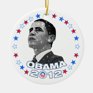 Obama 2012-Portrait & Stars Ceramic Tree Decoration