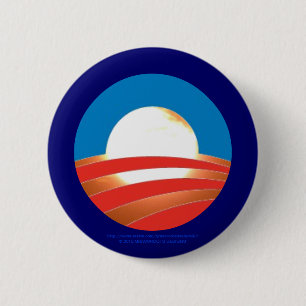 Obama 2012 Sunrise Logo on Real Sun Background 6 Cm Round Badge