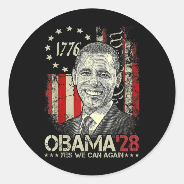 Obama 2028 _2  classic round sticker (Front)