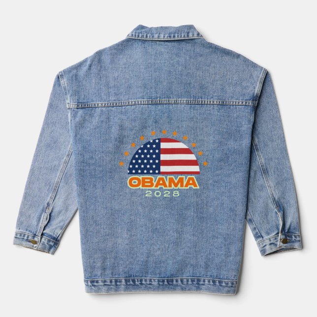 Obama 2028 American Flag Hope Denim Jacket (Back)