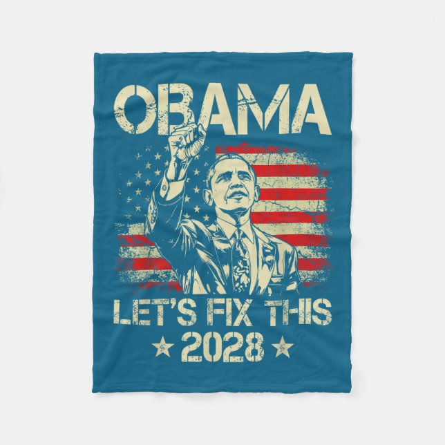 Obama 2028 Let's Fix This Obama 48th President Fleece Blanket (Front)