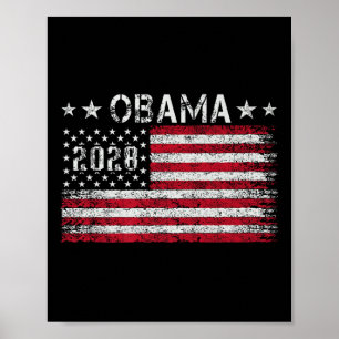 Obama 2028 Retro Vintage Us Flag Patriotic Politic Poster