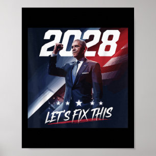Obama 2028 Vintage Obama Patriotic Political Rally Poster