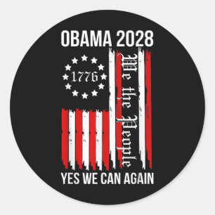Obama 2028 Yes We Can Again Us Flag Obama 48th Pre Classic Round Sticker