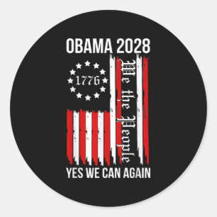 Obama 2028 Yes We Can Again Us Flag Obama 48th Pre Classic Round Sticker