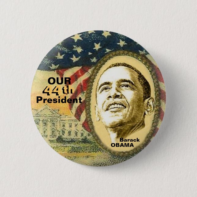 Obama 44 6 cm round badge (Front)