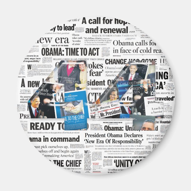 Obama 44 Newspaper Magnet with headline background (Front)