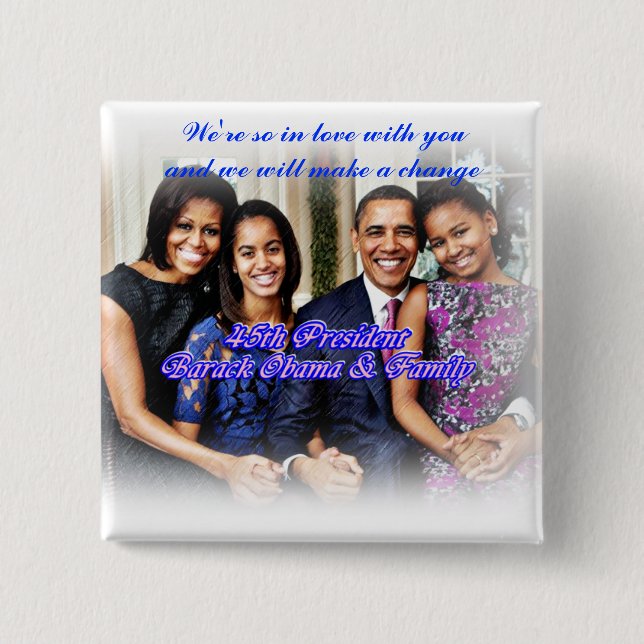 Obama,45th President_Button 15 Cm Square Badge (Front)