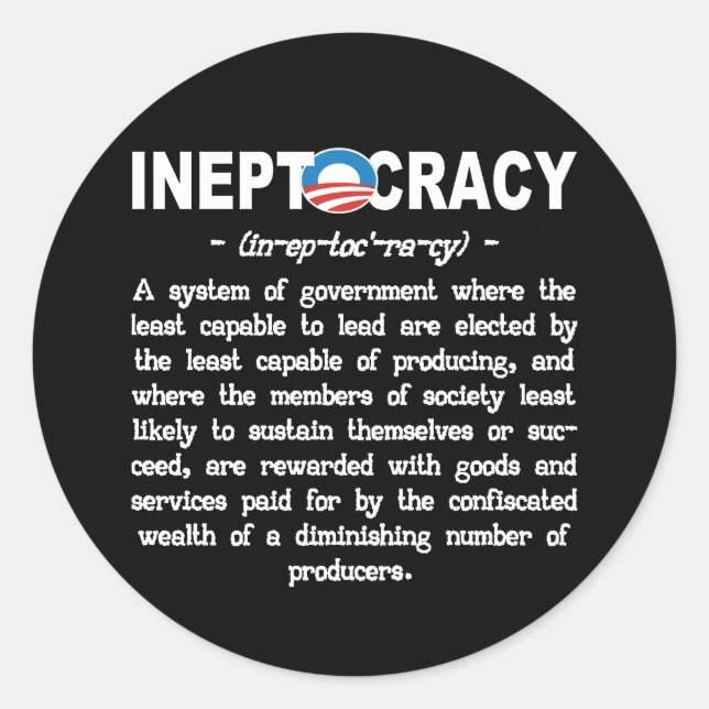 Obama Administration Ineptocracy Sticker (Front)
