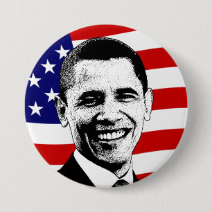 Obama American Flag Button