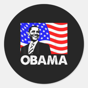 Obama American Flag Us President Gift Classic Round Sticker