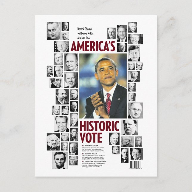 Obama: America's Historic Vote Postcard (Front)