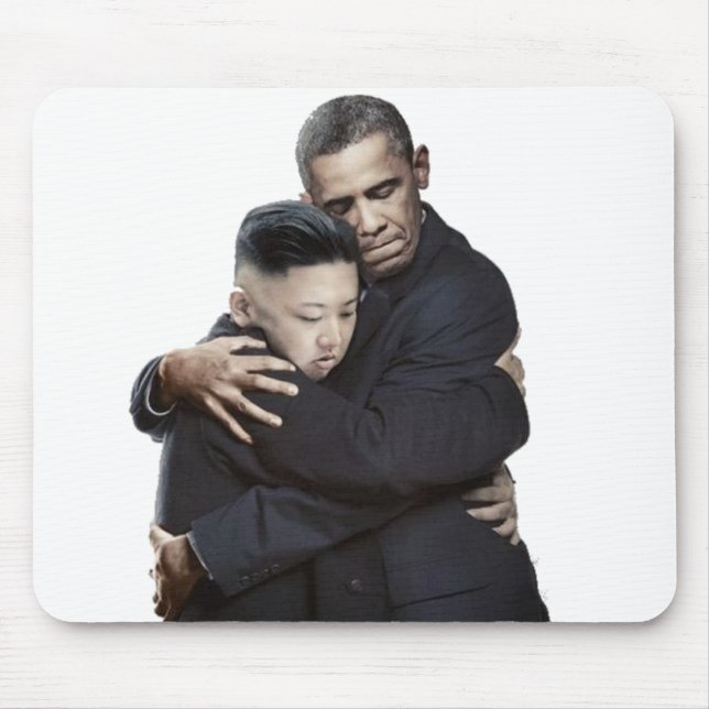 Obama and Kim Jong-Un Hugging Mouse Mat (Front)