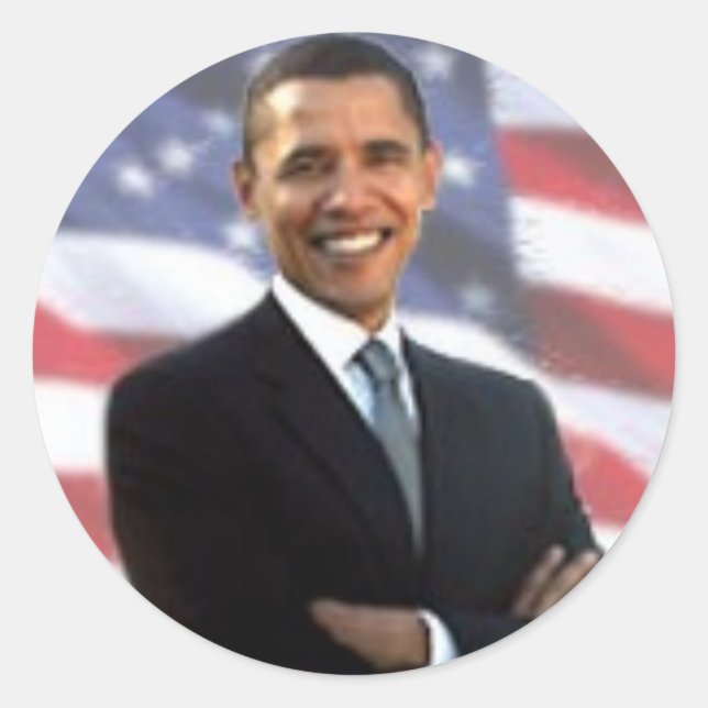 Obama and the American Flag Classic Round Sticker (Front)