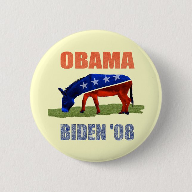 Obama Biden '08 Democratic Button Pin (Front)