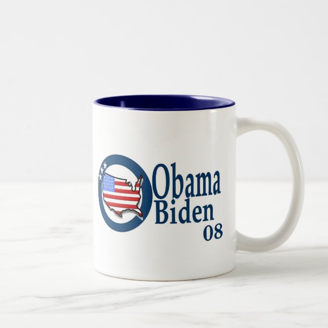 Obama Biden 08 Two-Tone Coffee Mug (Right)