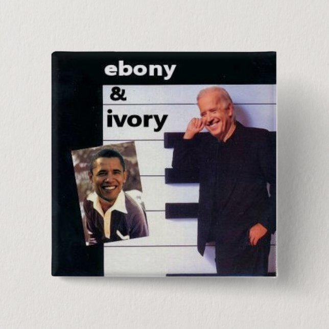 Obama / Biden Ebony Ivory Square Button (Front)