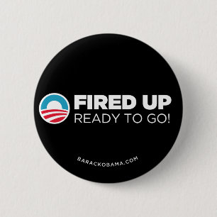 Obama Biden Fired Up, Ready To Go Button (Black)