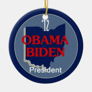 Obama Biden OHIO Ceramic Tree Decoration