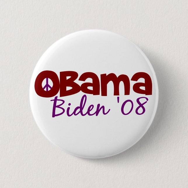 Obama Biden Peace 2008 6 Cm Round Badge (Front)