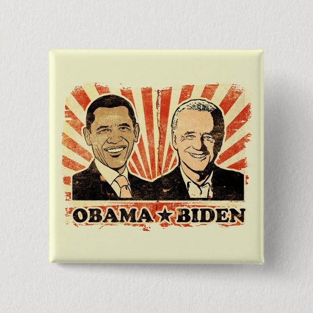 Obama Biden Portraits Button (Front)