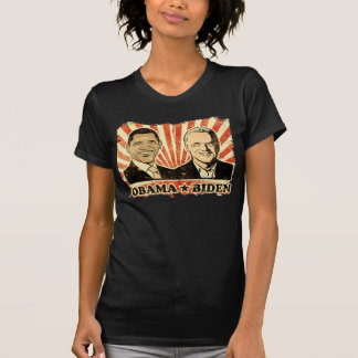 Obama Biden Portraits Ladies Sheer V-Nect T-Shirt