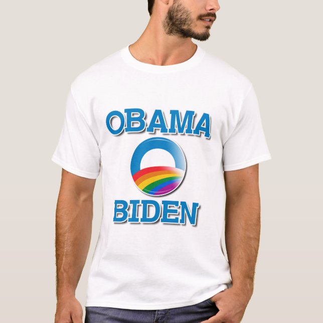 Obama Biden Pride Button T-Shirt (Front)