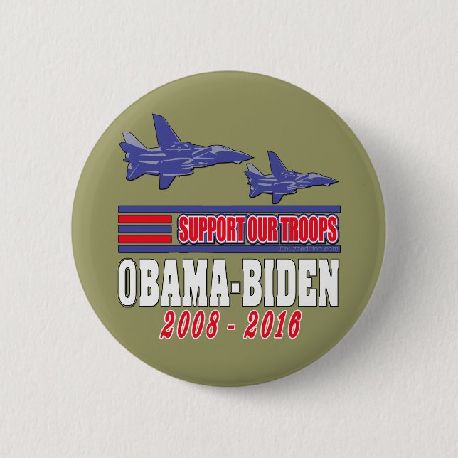 Obama Biden Support Our Troops 6 Cm Round Badge (Front)