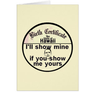 Obama BIRTH CERTIFICATE Card