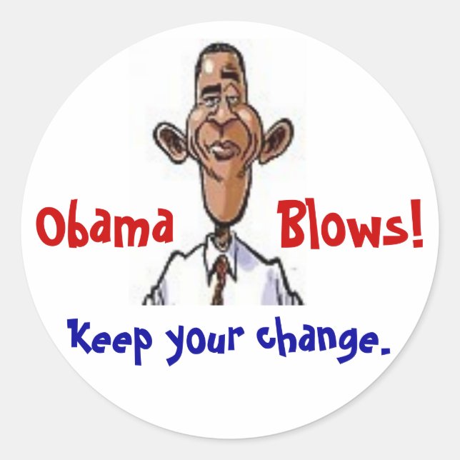 Obama Blows! Classic Round Sticker (Front)