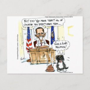Obama & Bo Satirical Cartoon Gifts Tees & Cards