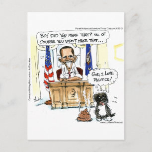 Obama & Bo Satirical Cartoon Gifts Tees & Cards
