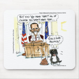 Obama & Bo Satirical Cartoon Gifts Tees & Cards Mouse Mat