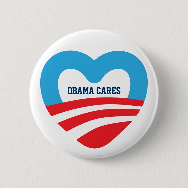Obama Cares 6 Cm Round Badge (Front)