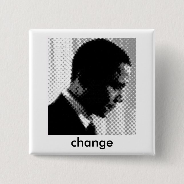 obama, change 15 cm square badge (Front)