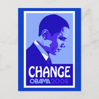 Obama - Change Blue Postcard