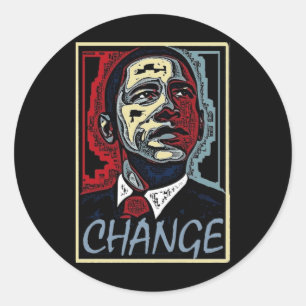 Obama Change Classic Round Sticker