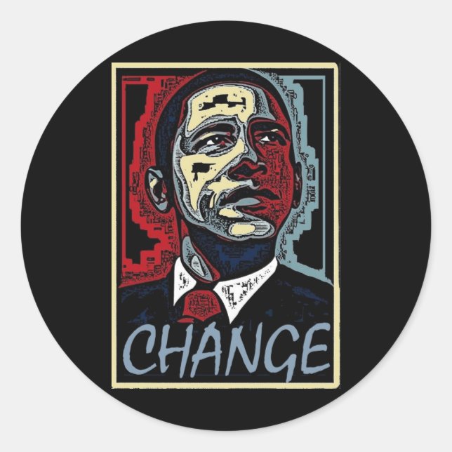 Obama Change Classic Round Sticker (Front)