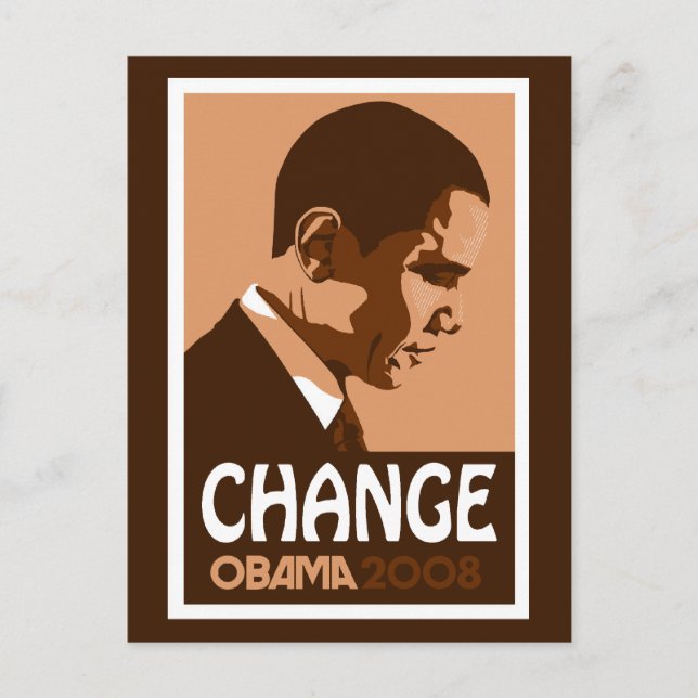 Obama - Change Dark Brown Postcard (Front)