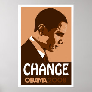 Obama - Change Dark Brown Poster