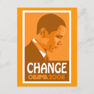 Obama - Change Dark Orange Postcard