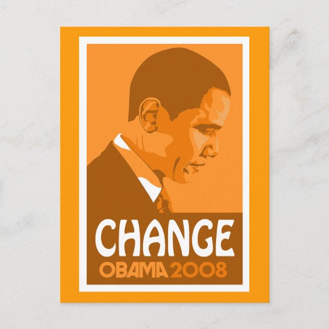 Obama - Change Dark Orange Postcard (Front)