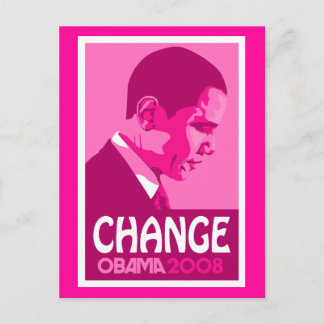 Obama - Change Dark Pink Postcard