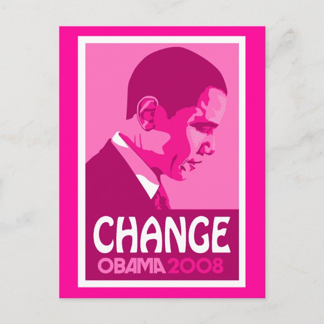 Obama - Change Dark Pink Postcard (Front)