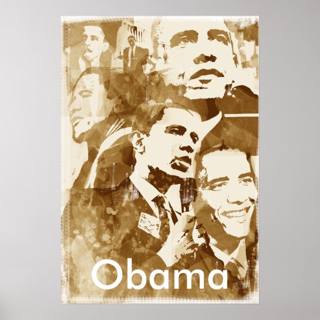 Obama Collage 2 poster (vintage colour) by akamund (Front)