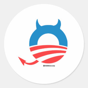 Obama Devil Classic Round Sticker